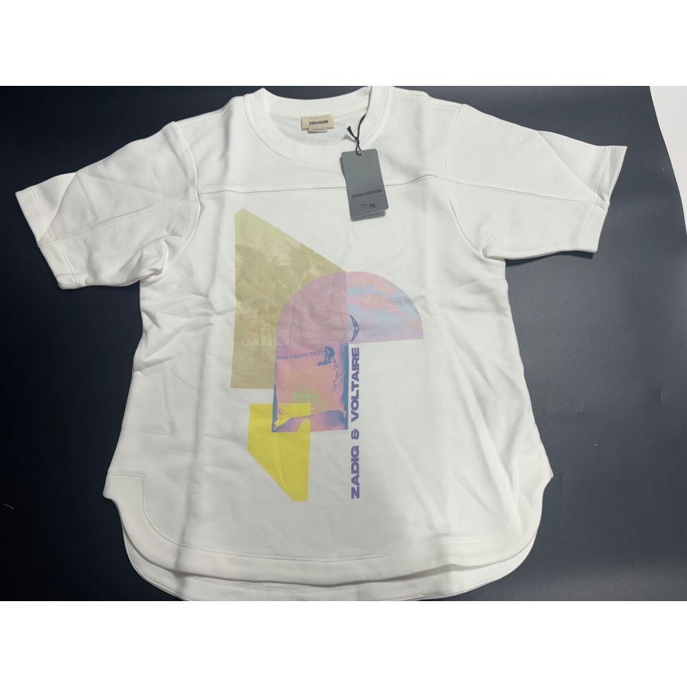 Zadig & Voltaire‎ NWT Short-Sleeved T-Shirt Terry Palmier Print in /White M $248 - Picture 2 of 8